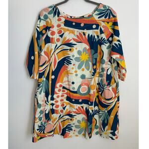 Lesley Evers‎ Cotton Geometric Tatus Kalamazoo Peach Dress NWT size XL